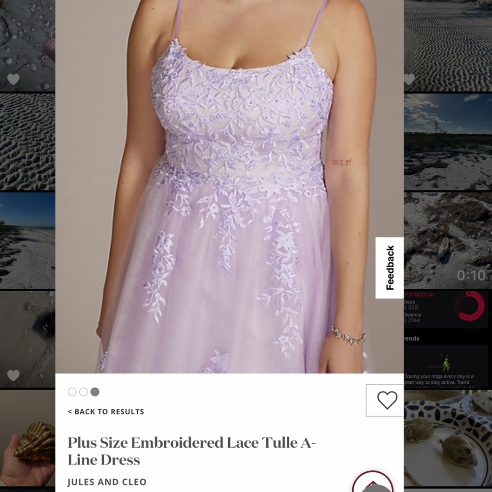 David’s Bridal Embroidered lace tulle a line dress with open strappy back - Picture 2 of 4